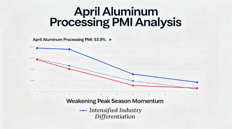 L'indice PMI pour la transformation de l'aluminium en avril a chuté à 53,9 %, indiquant un ralentissement de la dynamique au cours de la haute saison.