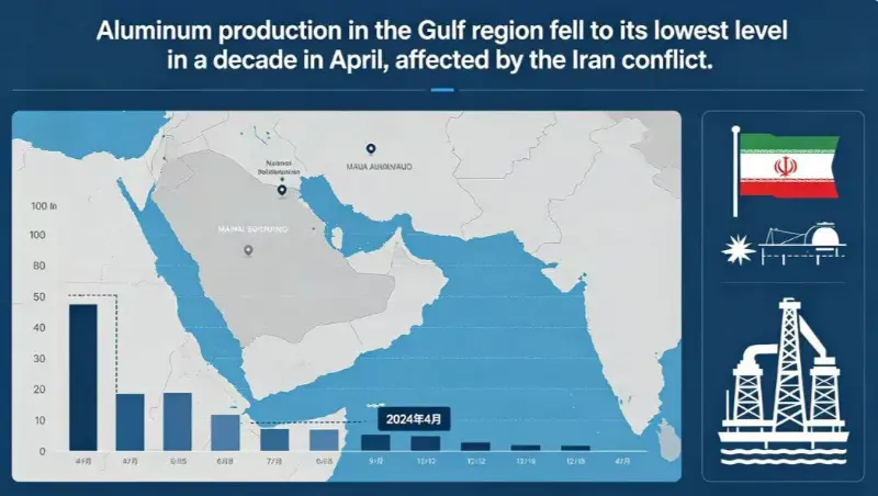 La production d'aluminium dans la région du Golfe est tombée à son plus bas niveau depuis plus d'une décennie en avril, affectée par le conflit iranien.